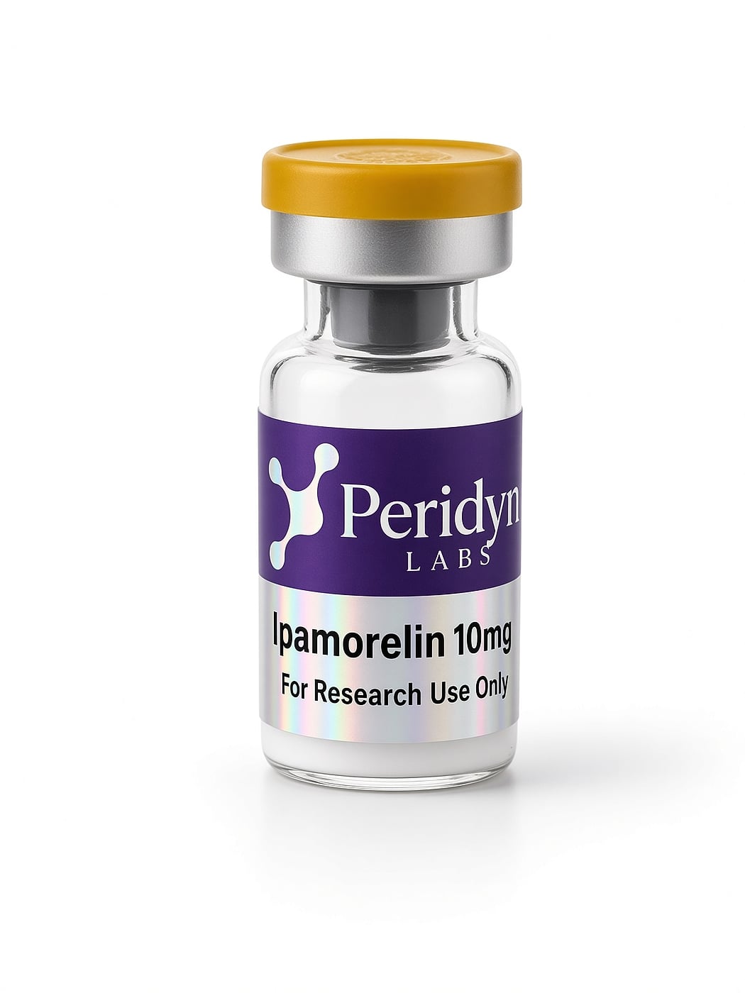 Peridyn Labs Ipamorelin vial with purple holographic label